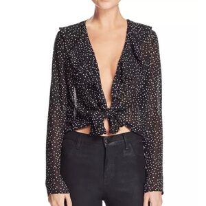 COTTON CANDY LA Polka Dot Tie-Front Top